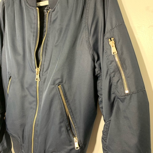 TOPSHOP Navy Bomber Jacket - Picture 4 of 6